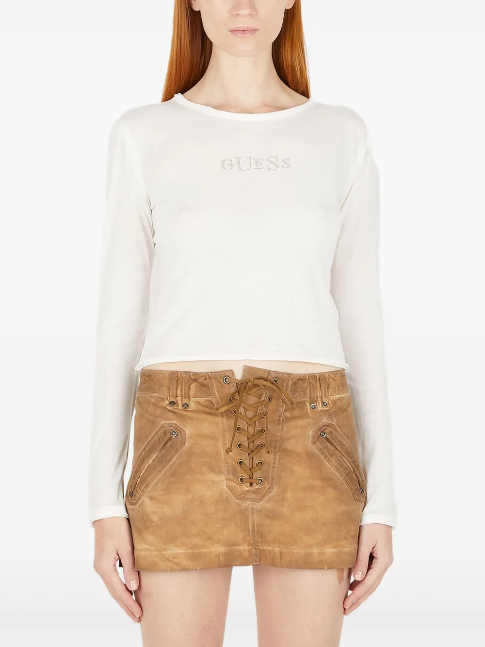 GUESS USA T-shirt met logo-applicatie Wit