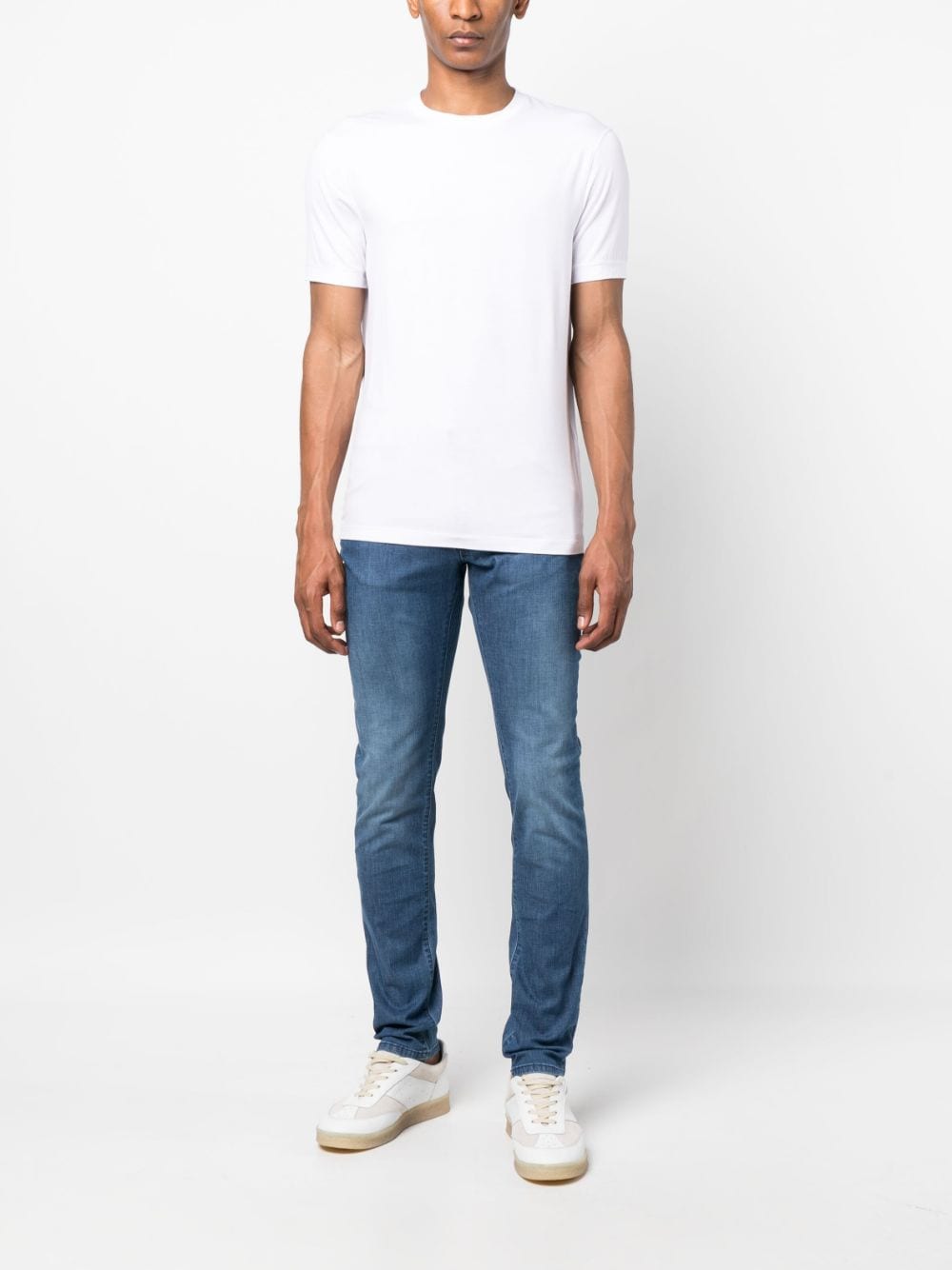 Shop Giorgio Armani Crew-neck Plain T-shirt In White