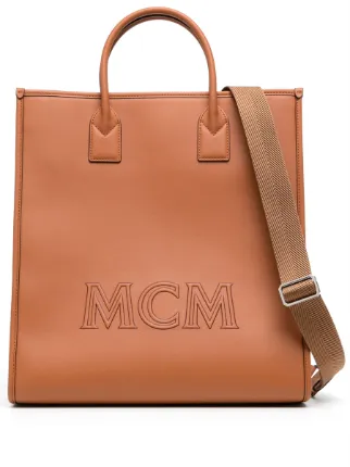 MCM Borsa Tote Klassik Con Logo Goffrato Grande Marrone FARFETCH IT