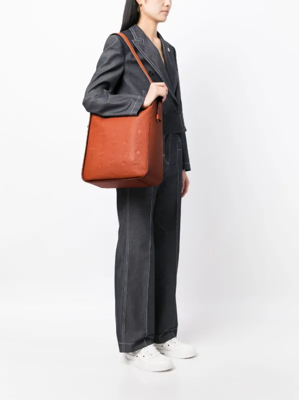 MCM Large Aren Monogram Shoulder Bag Brown FARFETCH IE