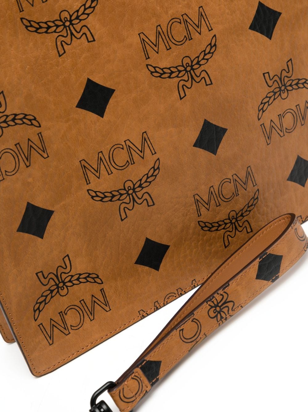 Shop Mcm Medium Aren Maxi Visetos Pouch In Brown