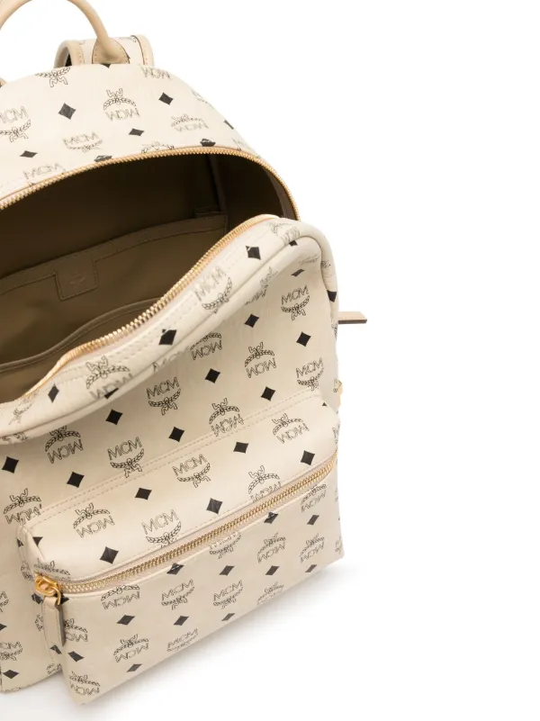 MCM Medium Stark Studded Leather Backpack White FARFETCH BH