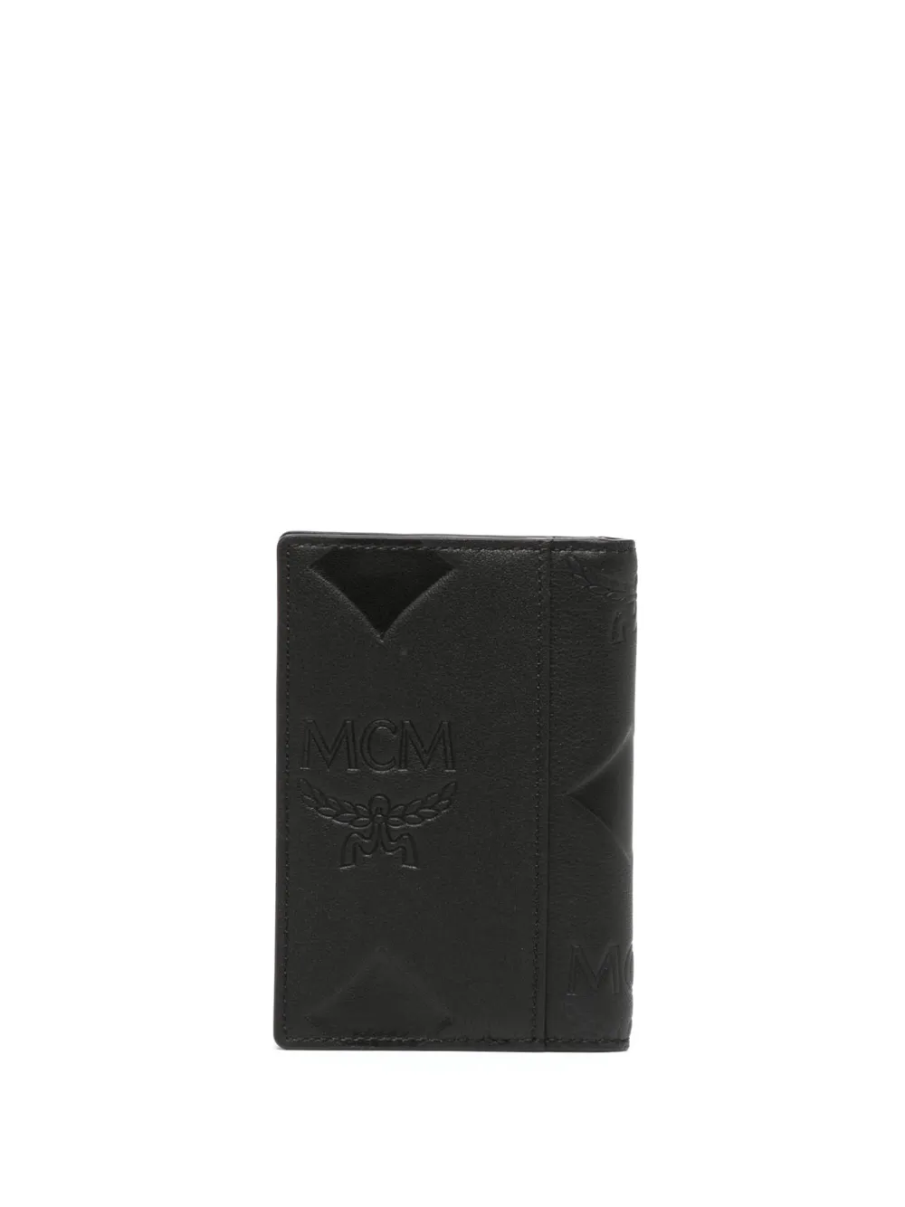 Shop Mcm Logo-stamp Leather Wallet In Black