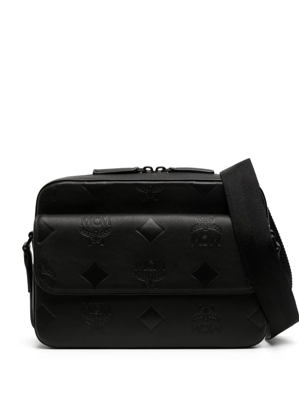 MCM monogram leather messenger bag - Black