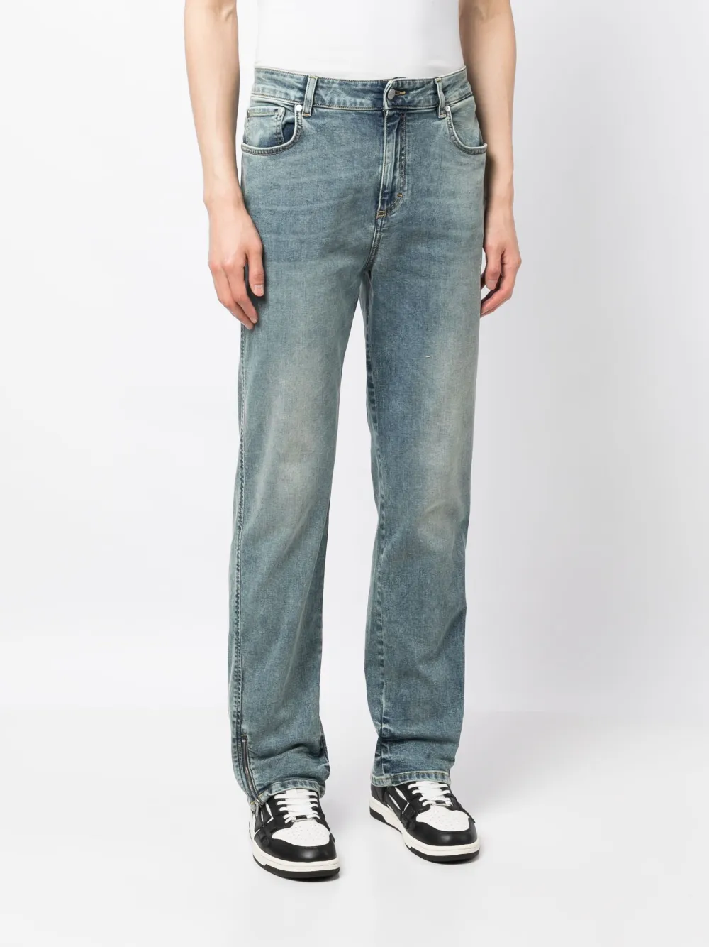 Represent Straight-leg Stonewash Jeans In Blue