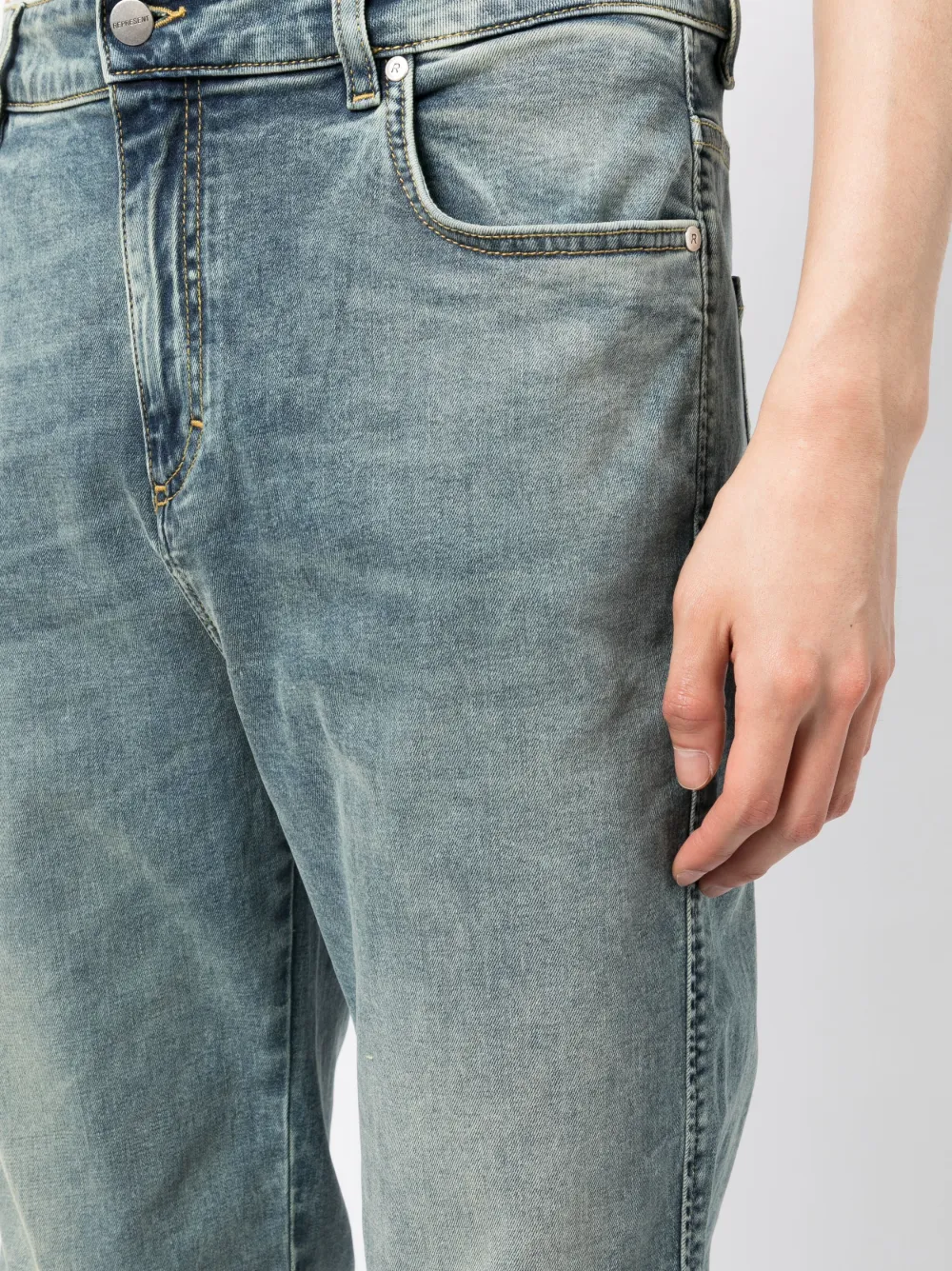Represent Straight-leg Stonewash Jeans In Blue
