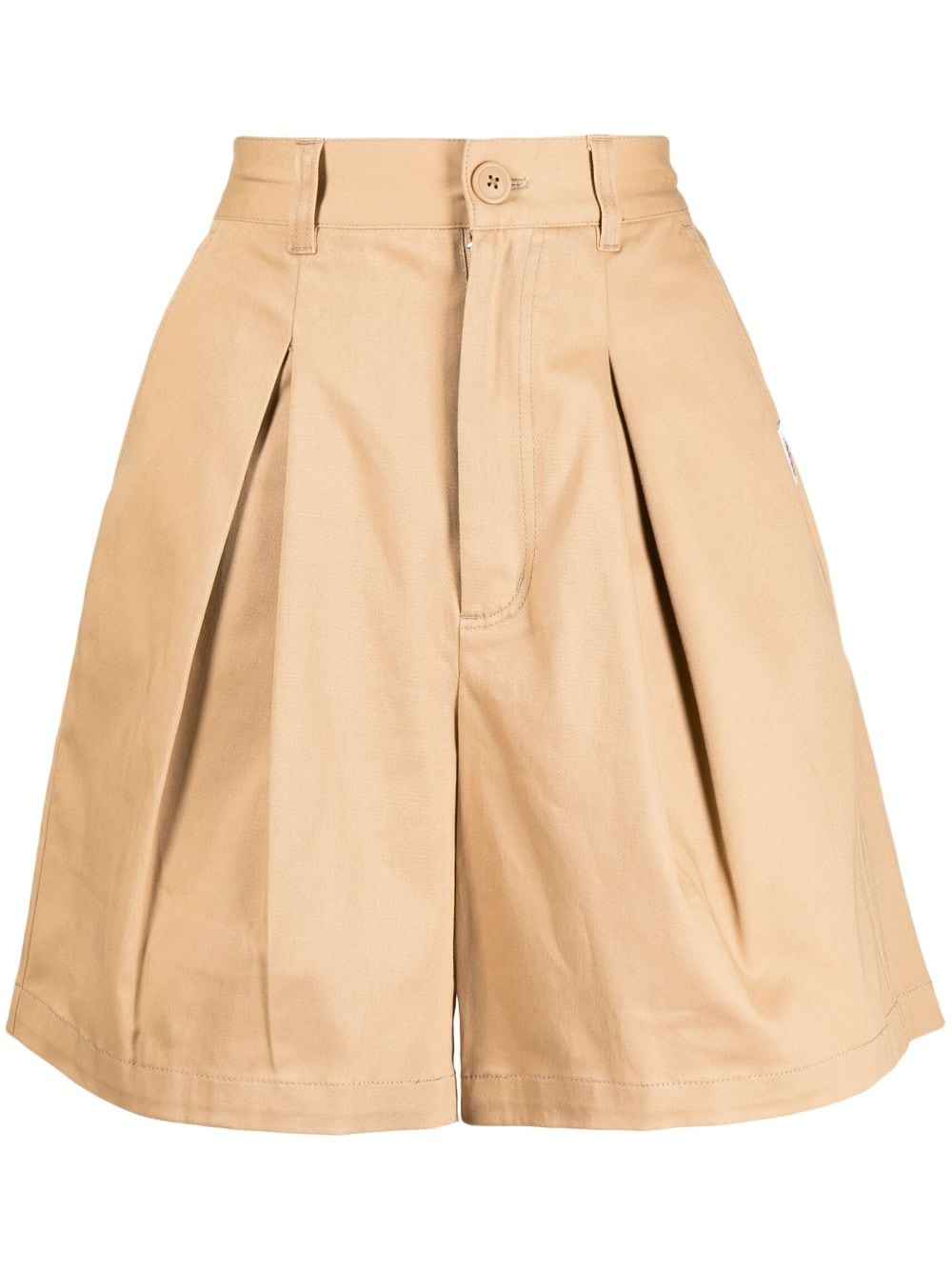 Shop Chocoolate Pleated High-waisted Shorts In Brown