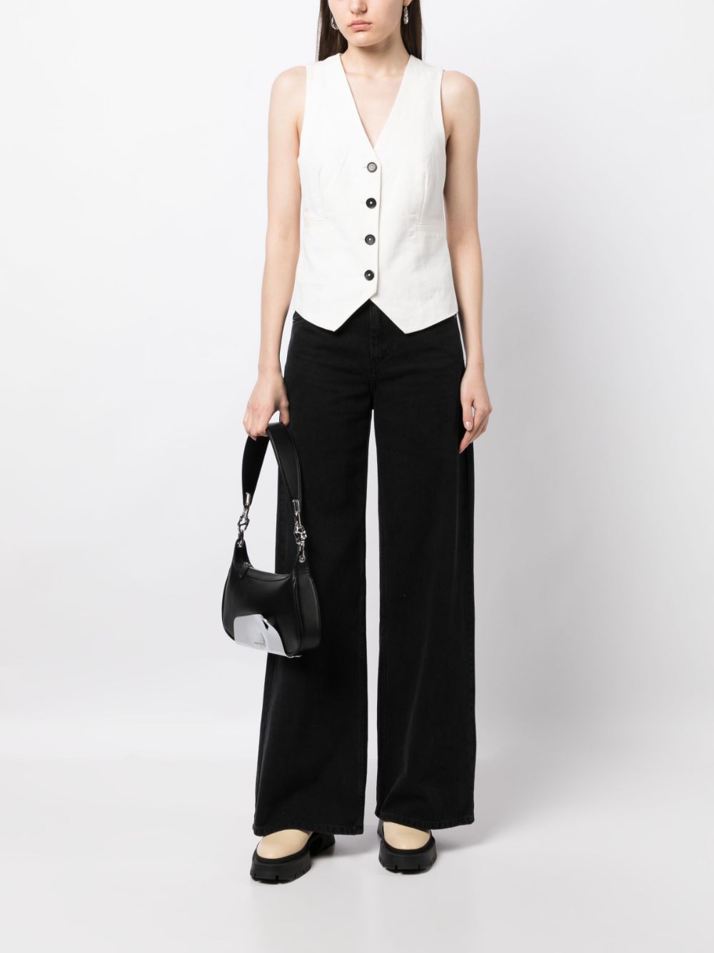 Shop Izzue Button-up Cut-out-detail Waistcoat In White