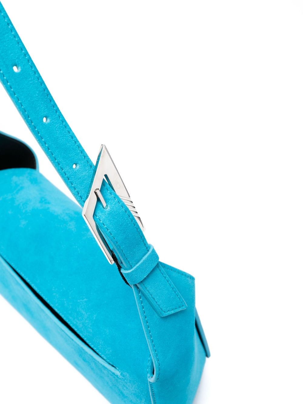 Shop Attico 7/7 Suede Shoulder Bag In Blue
