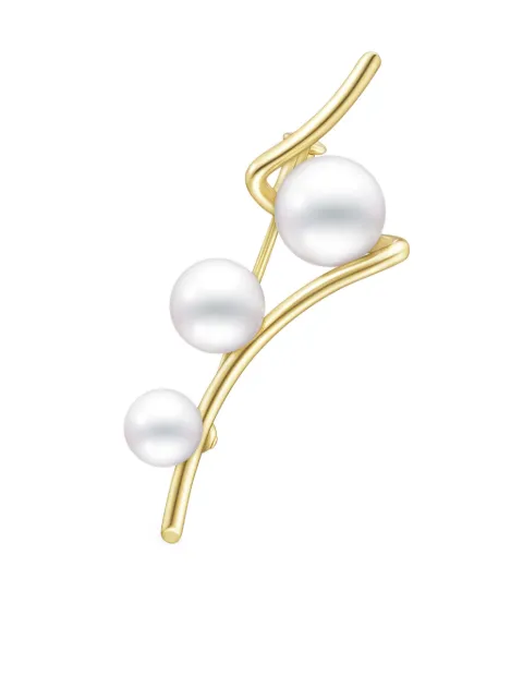 TASAKI 18kt yellow gold Collection Line A Fine Balance Akoya pearl brooch