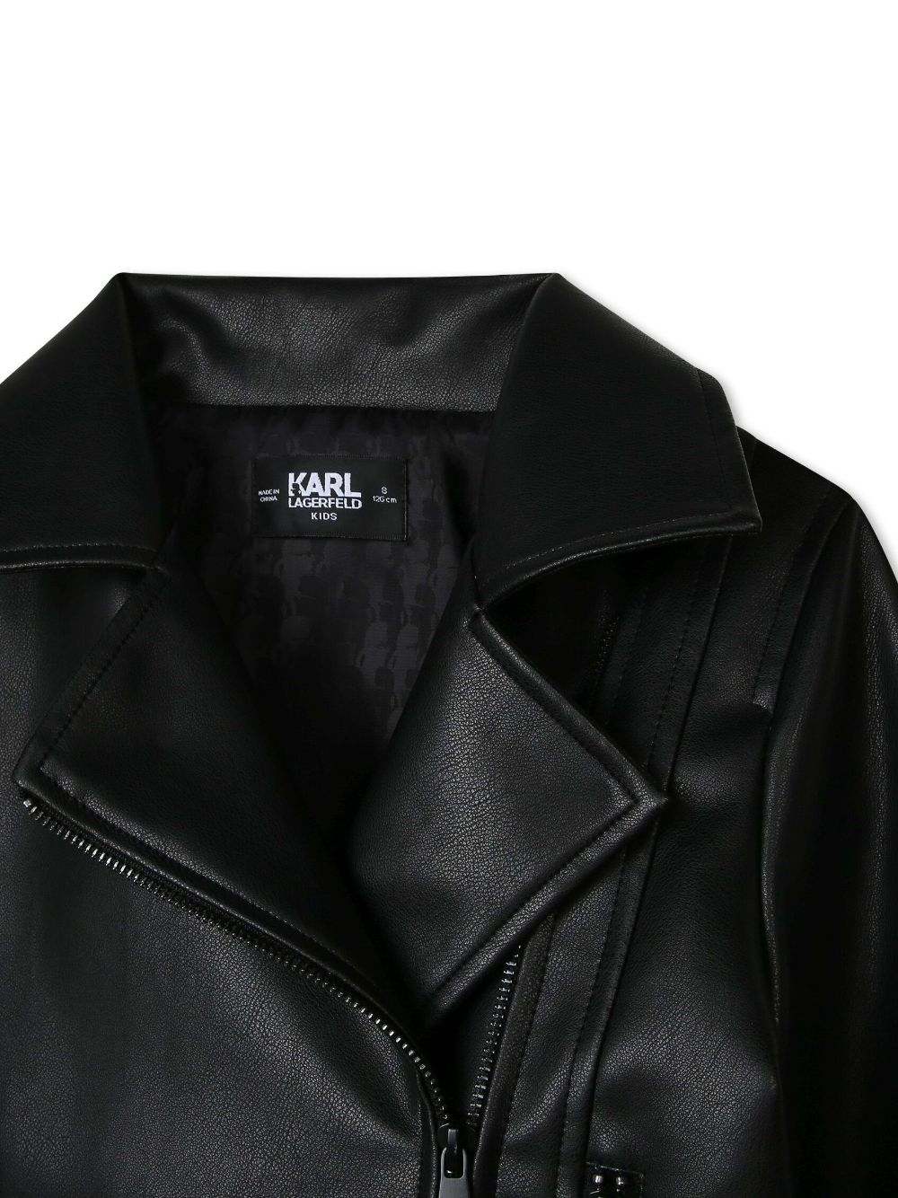 Shop Karl Lagerfeld Embroidered-logo Leather Jacket In Black
