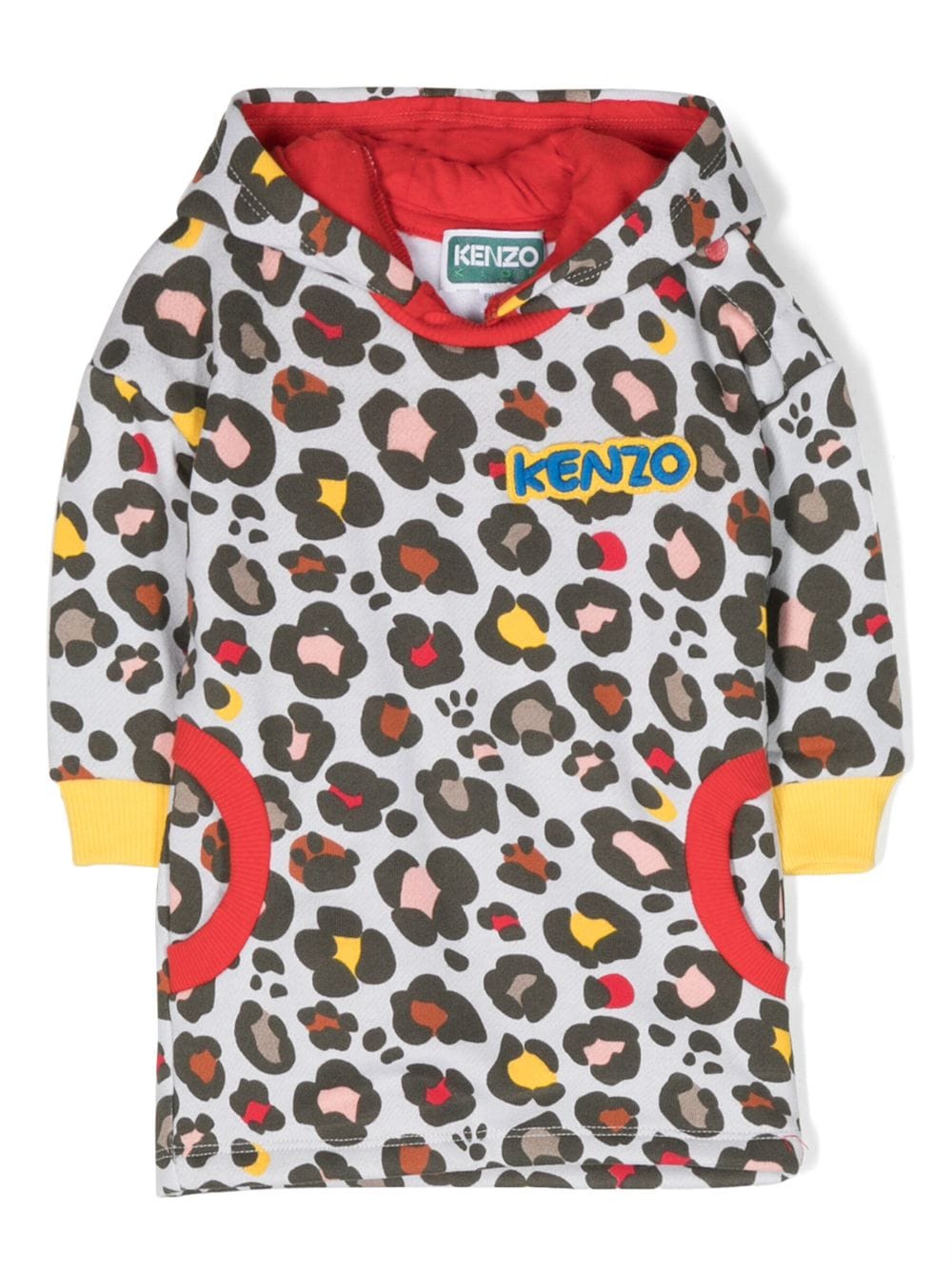 Kenzo Babies' Leopard-print Hooded Dress In Green