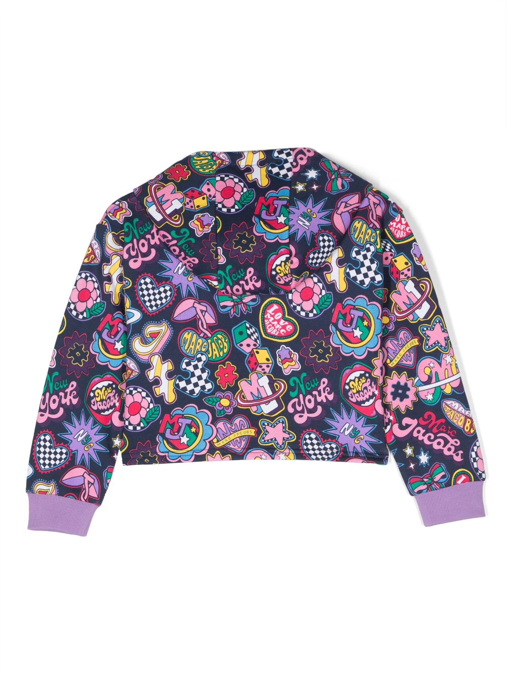 Shop Marc Jacobs Graphic-print Zip-up Hooded Jacket In Blue