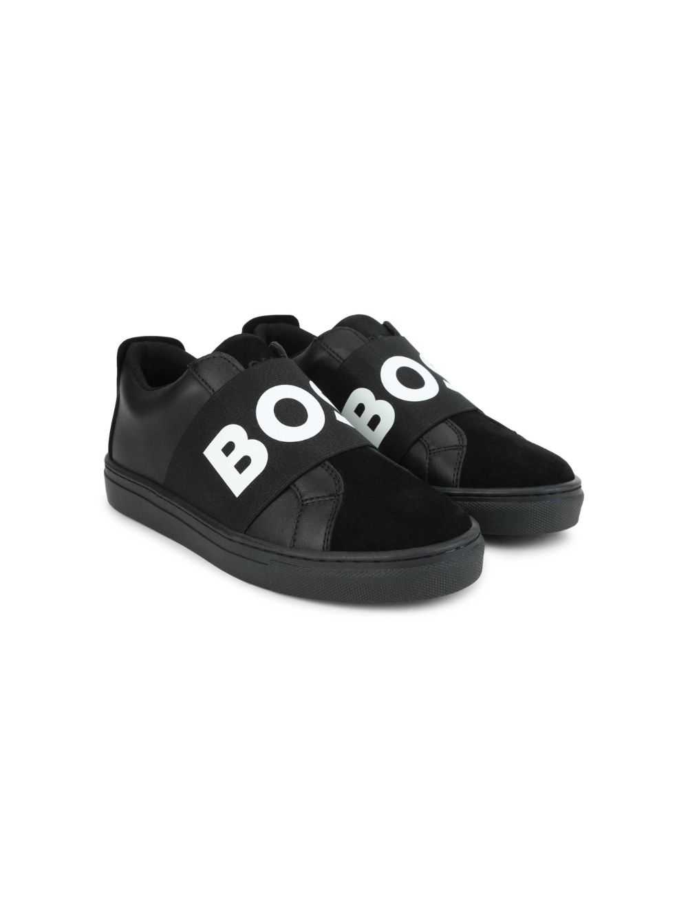 Bosswear Kids' Logo-print Slip-on Trainers In Black