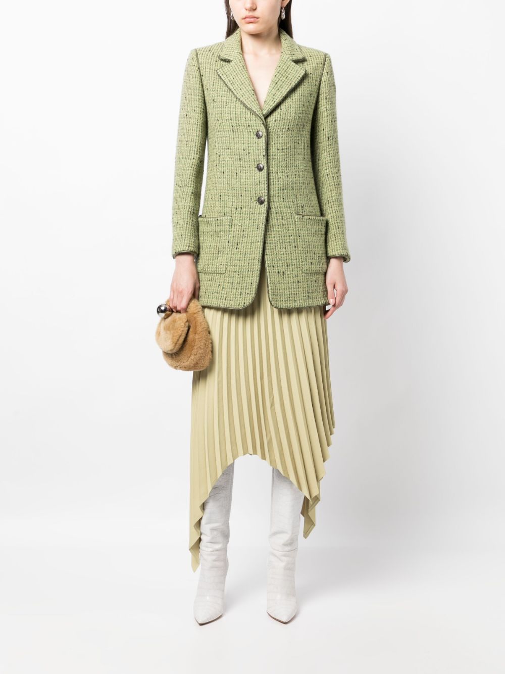 Chanel Pre-owned 1997 Single-Breasted Tweed Jacket - Green