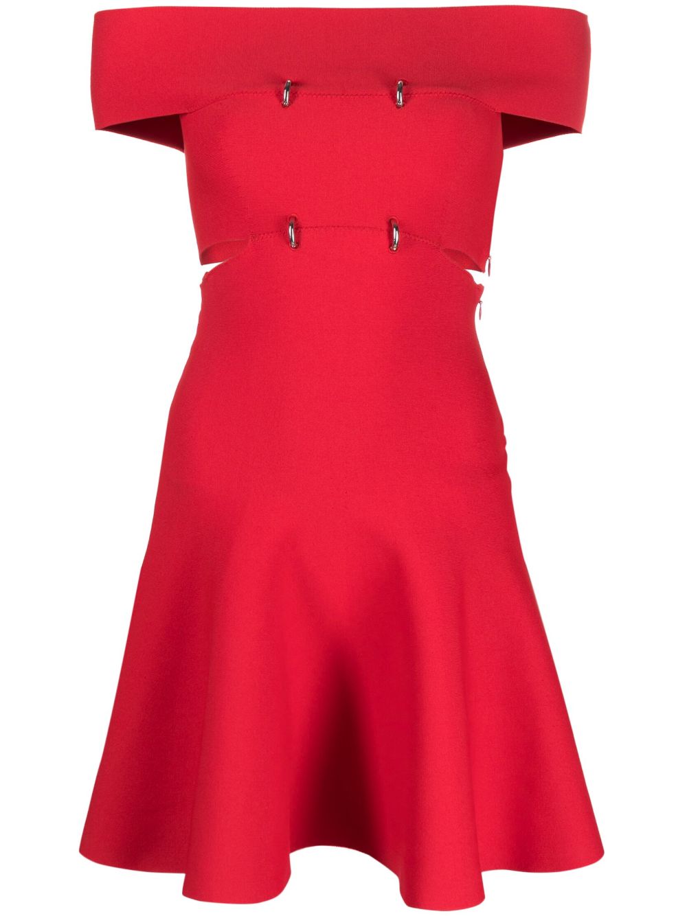 Alexander Mcqueen Off-shoulder Cutout Jersey Minidress In Red