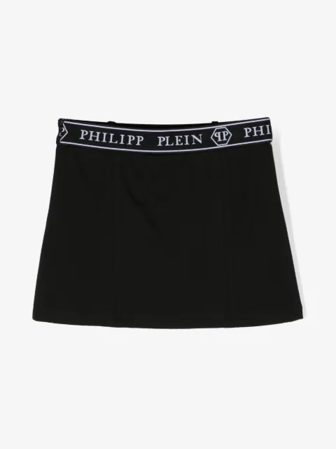 Philipp Plein Junior logo-waistband miniskirt