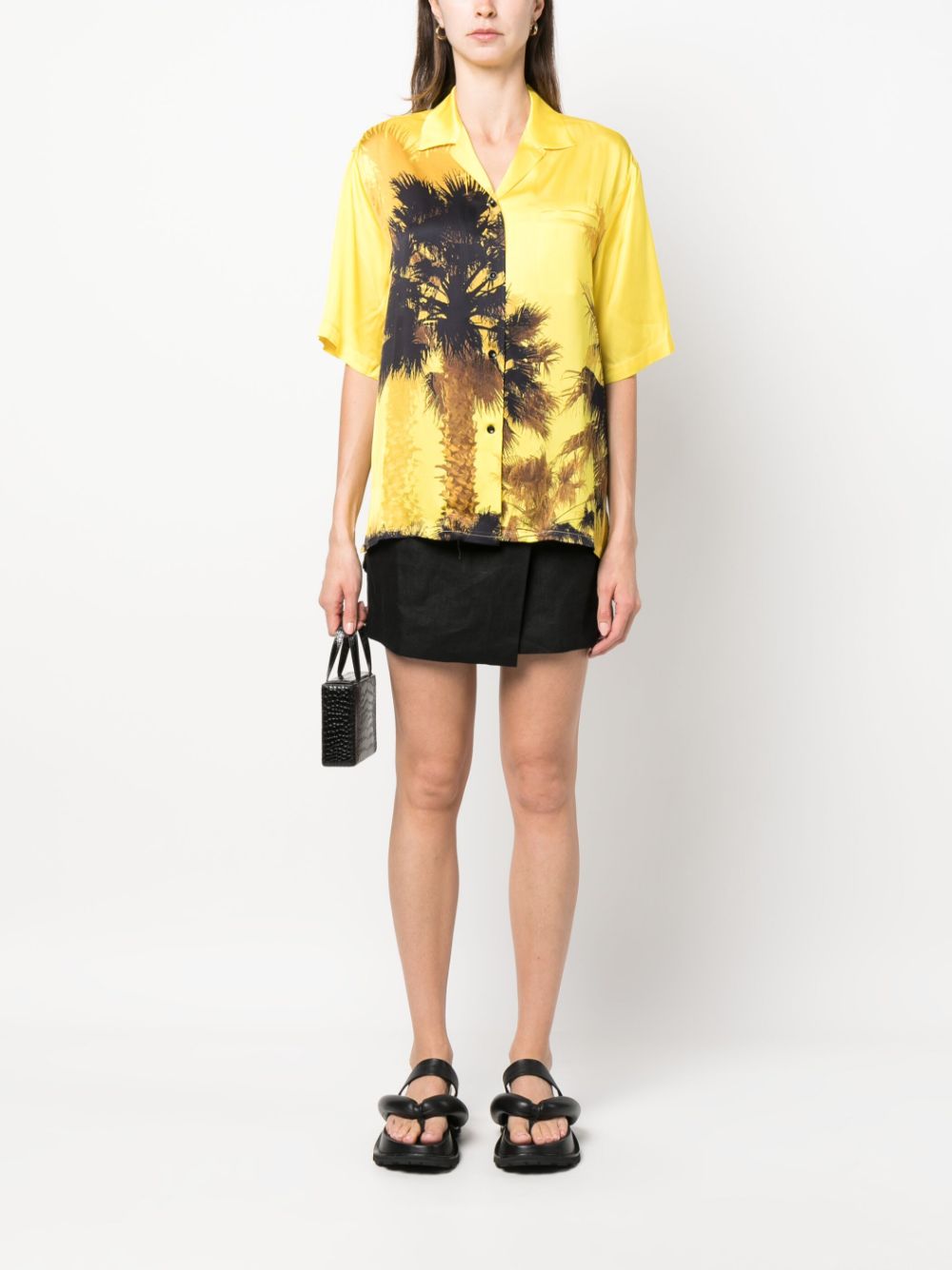 Laneus palm-print short-sleeve shirt - Geel