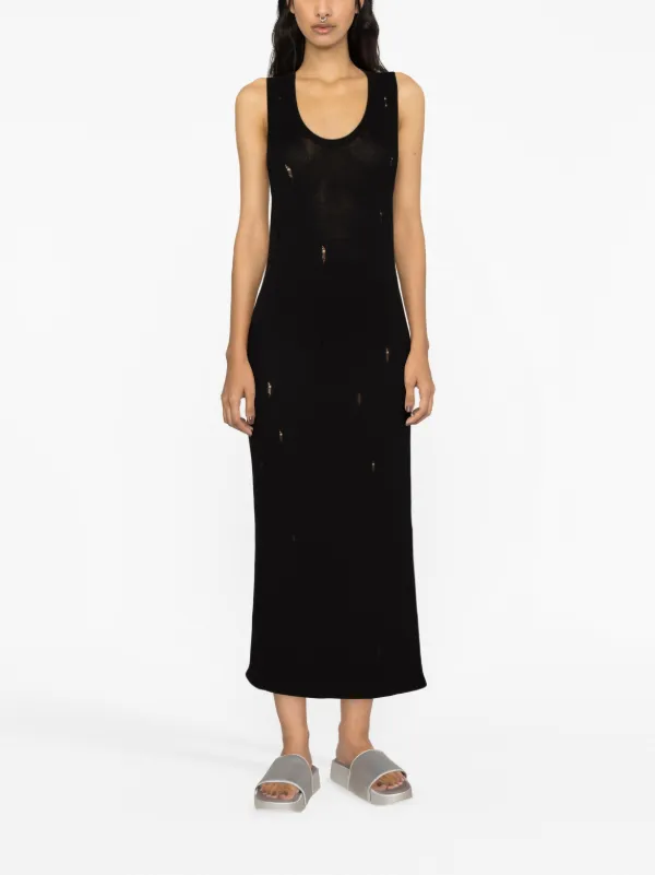 BARROW Distressed Knitted Maxi Dress | Black | FARFETCH