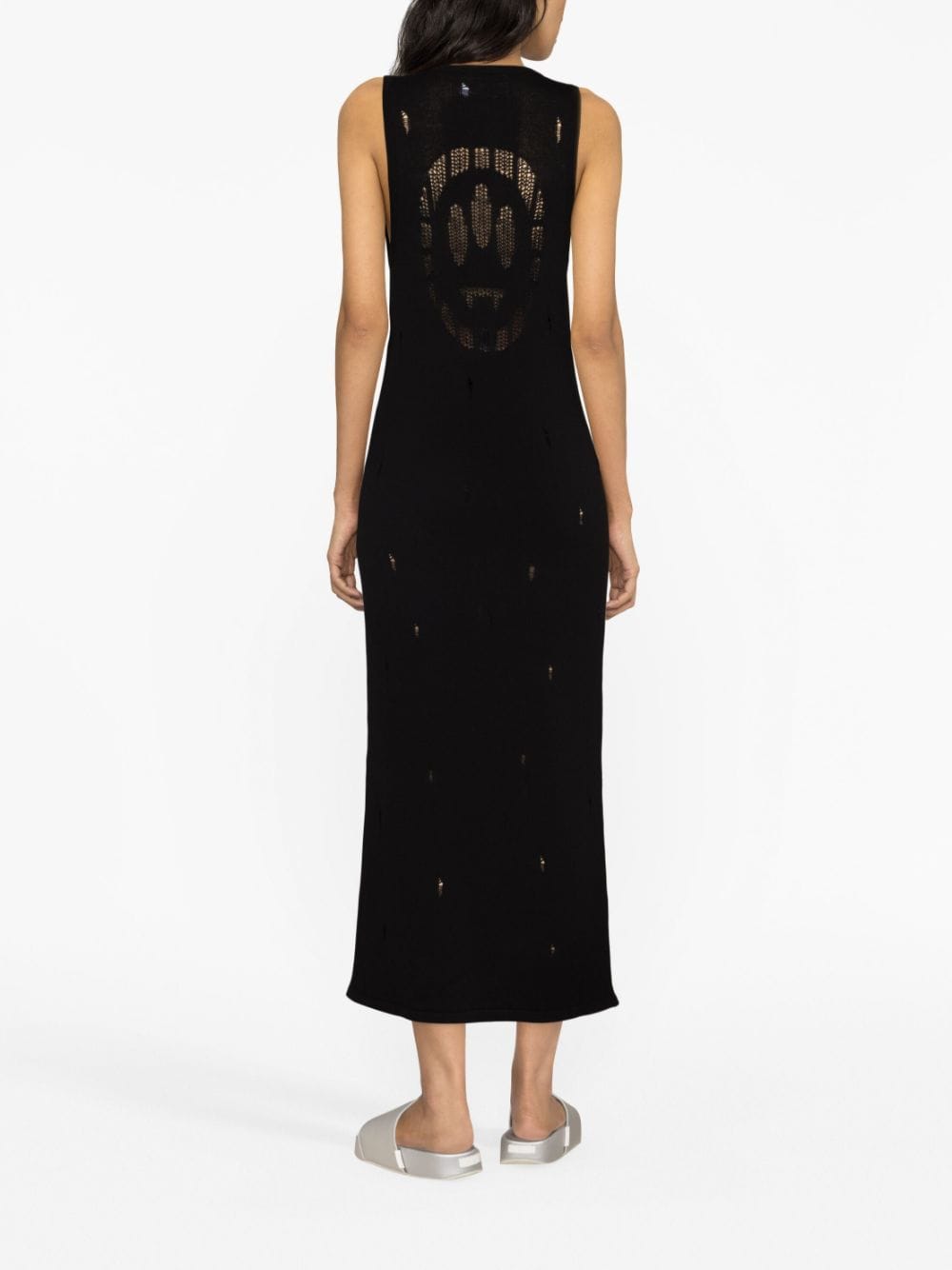 Shop Barrow Distressed Knitted Maxi Dress In Black