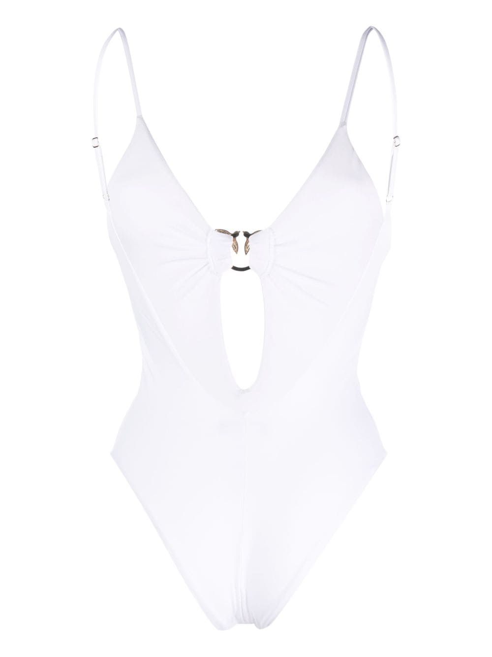 PINKO logo-plaque cut-out swimsuit - Wit