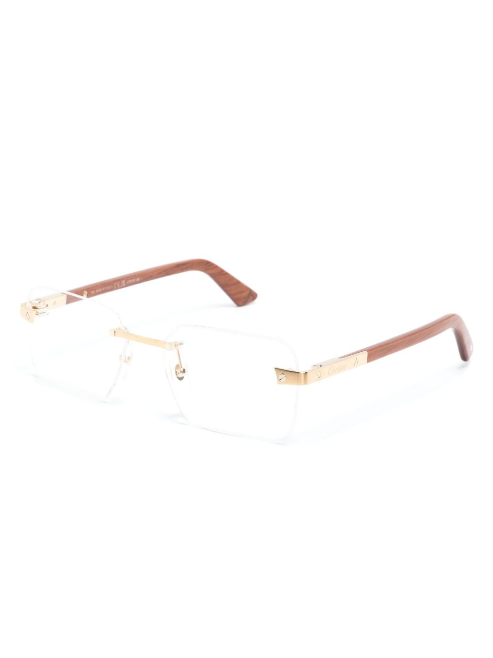 Shop Cartier Rimless Rectangle-frame Glasses In White