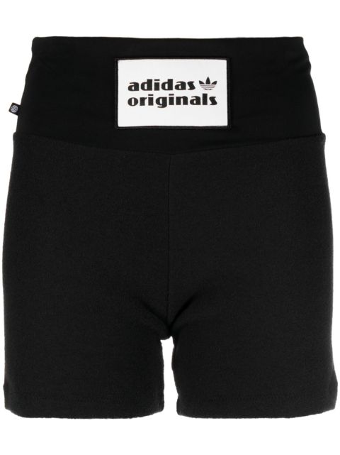 adidas - high-waisted logo-patch shorts