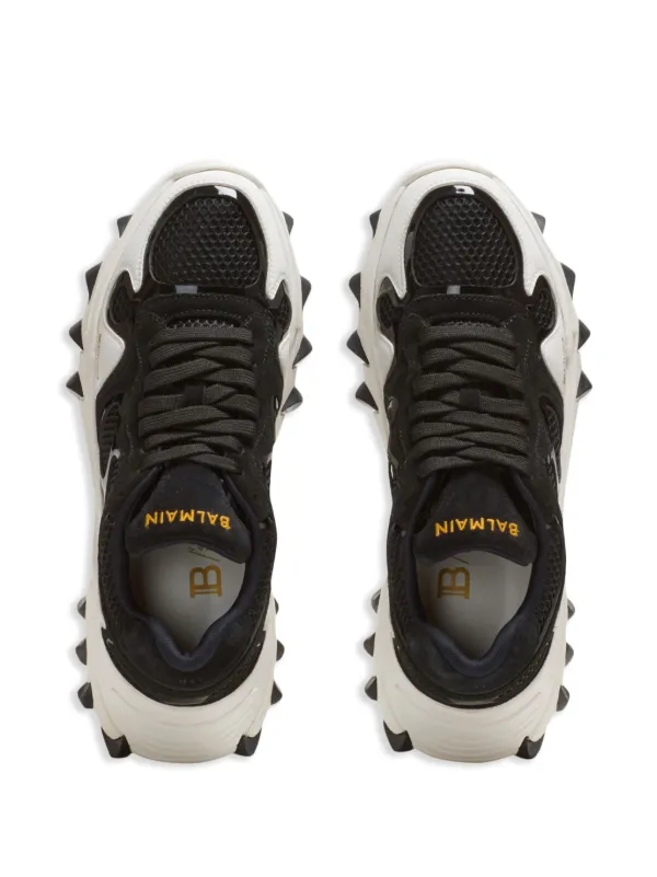 【関税込み】Balmain ブラック&ホワイト B-East スニーカー Balmain B-East low-top Sneakers | Black | FARFETCH