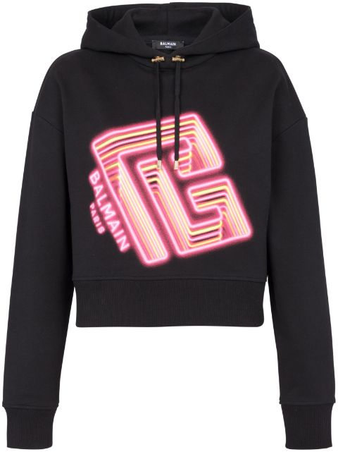 Balmain logo-print cotton hoodie Women