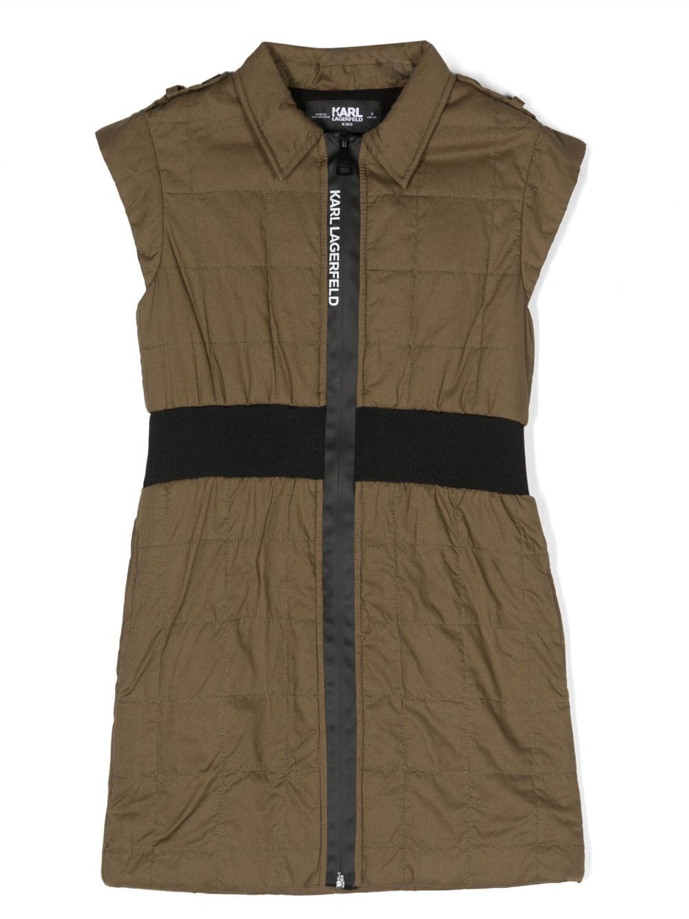 Shop Karl Lagerfeld Pointed-collar Quilted Dress In Green