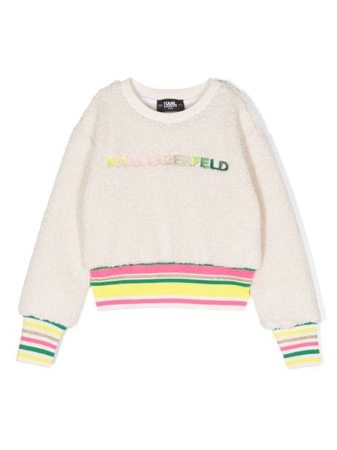 Karl Lagerfeld Kids embroidered-logo faux-shearling sweatshirt 
