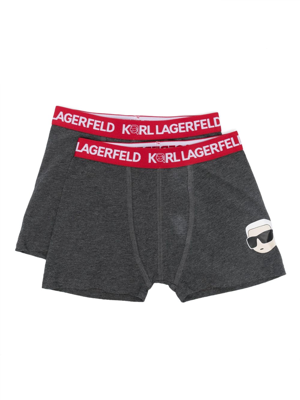 Karl Lagerfeld Kids' Logo-waistband Briefs (pack Of Two) In Grey