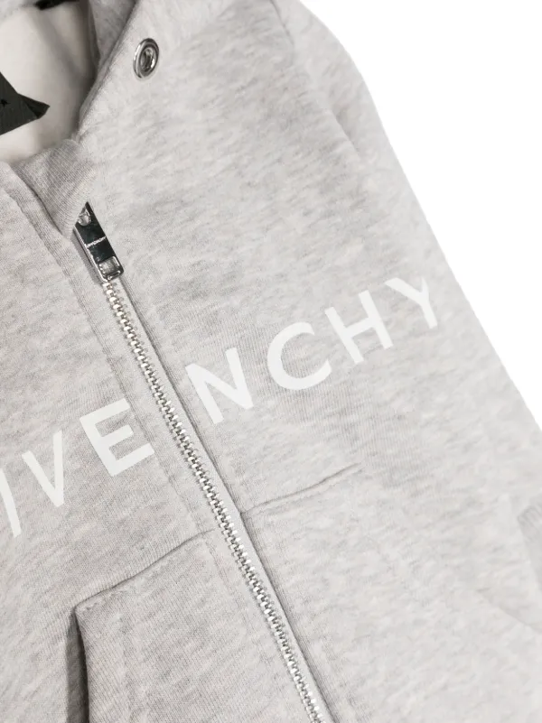 Givenchy Kids logo print zip up Hoodie Grey FARFETCH CA