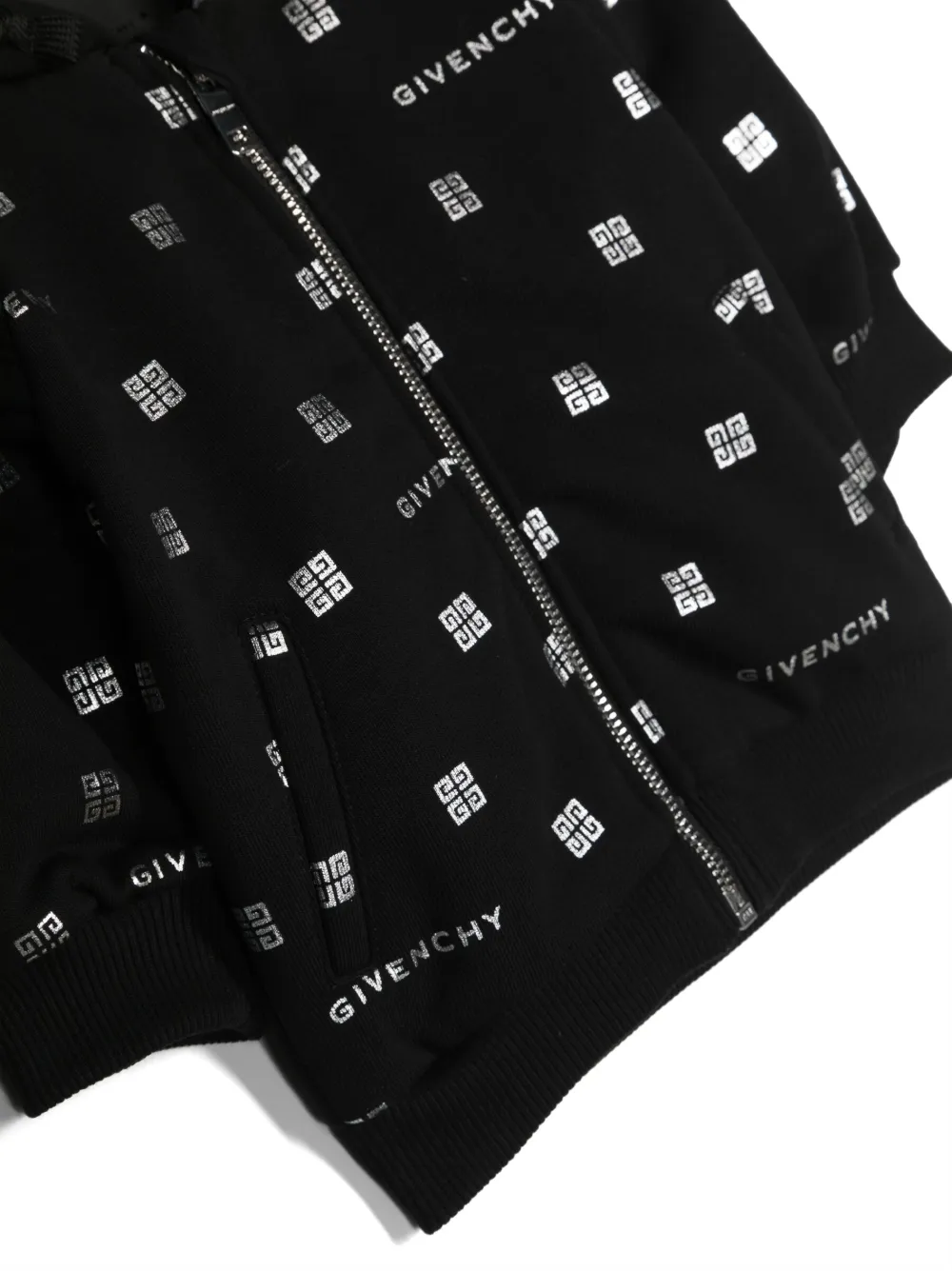 Givenchy Kids 메탈릭 로고 프린트 면 후드티