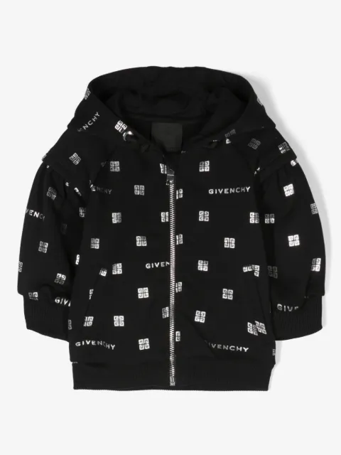 Givenchy Kids metallic-logo print cotton hoodie