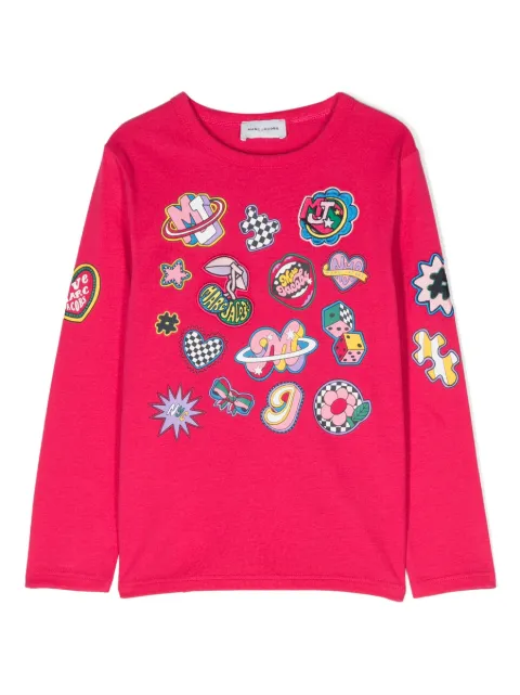 Marc Jacobs Kids badge-detailing long-sleeve cotton T-shirt