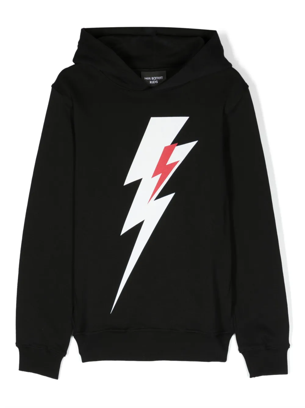 Neil Barrett Kids' Thunderbolt-print Cotton Hoodie In Black