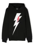 Neil Barrett Kids Thunderbolt-print cotton hoodie - Black