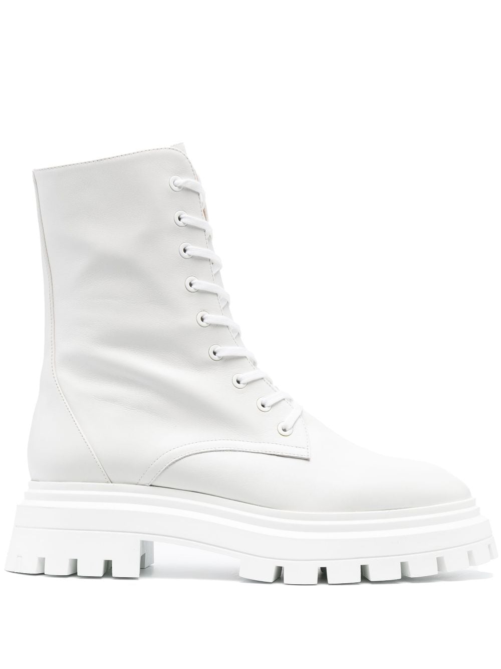 Stuart Weitzman Leather Lace-up Boots In White