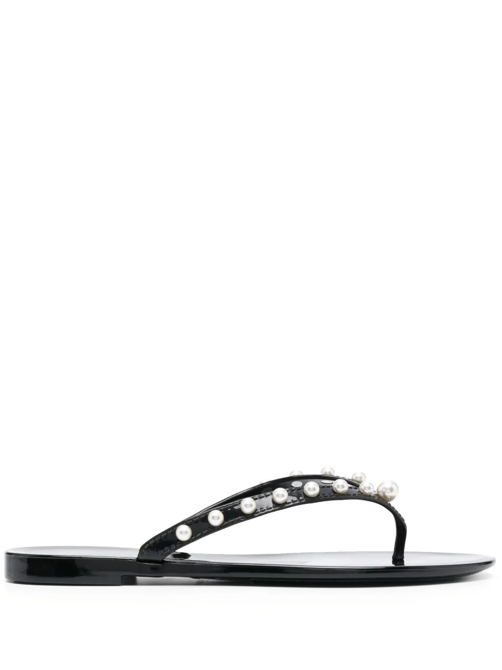 Stuart Weitzman Goldie Jelly Flip Flops In Black