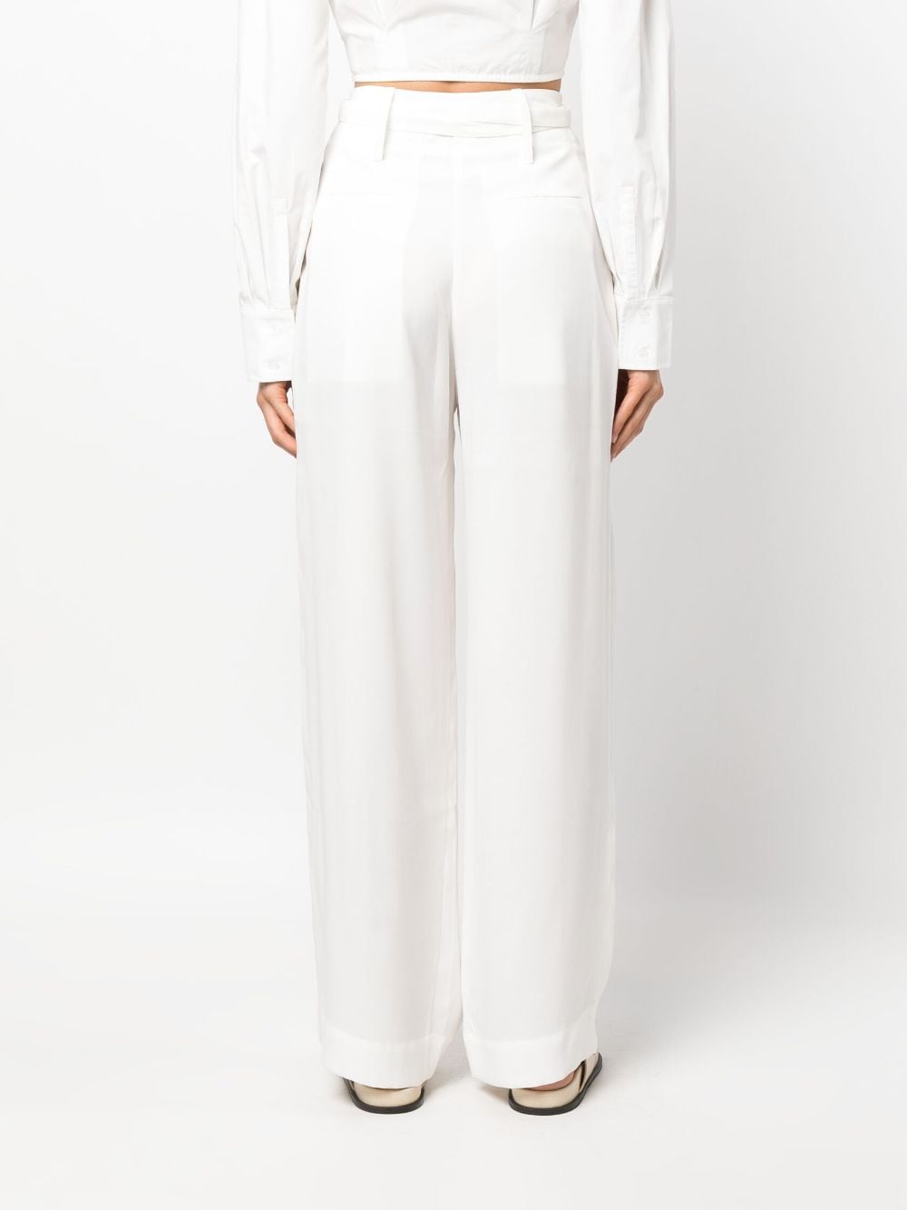 Shop Eudon Choi Loches Belted Straight-leg Trousers In White
