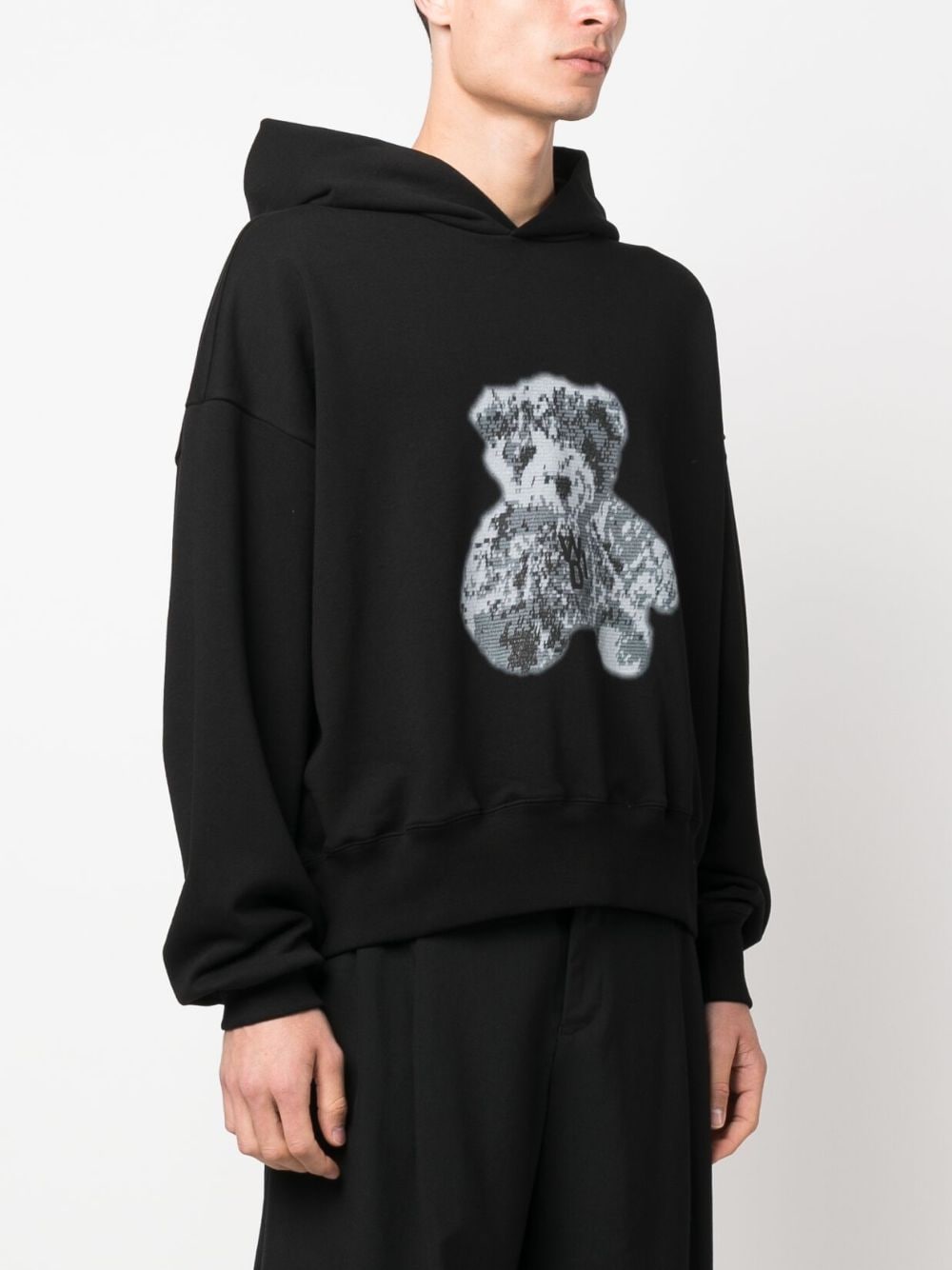 Shop We11 Done Teddy Bear-print Cotton Hoodie In Black