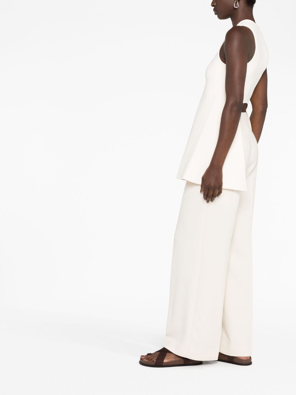 Shop Jil Sander Cropped-detail Sleeveless Blouse In Neutrals