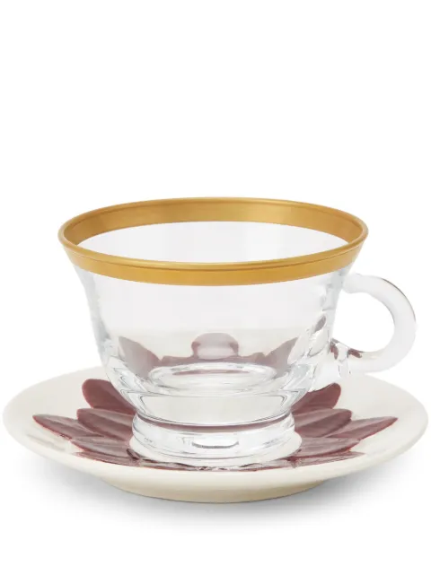 VILLARI set de plato y taza de café cappuccino Peacock