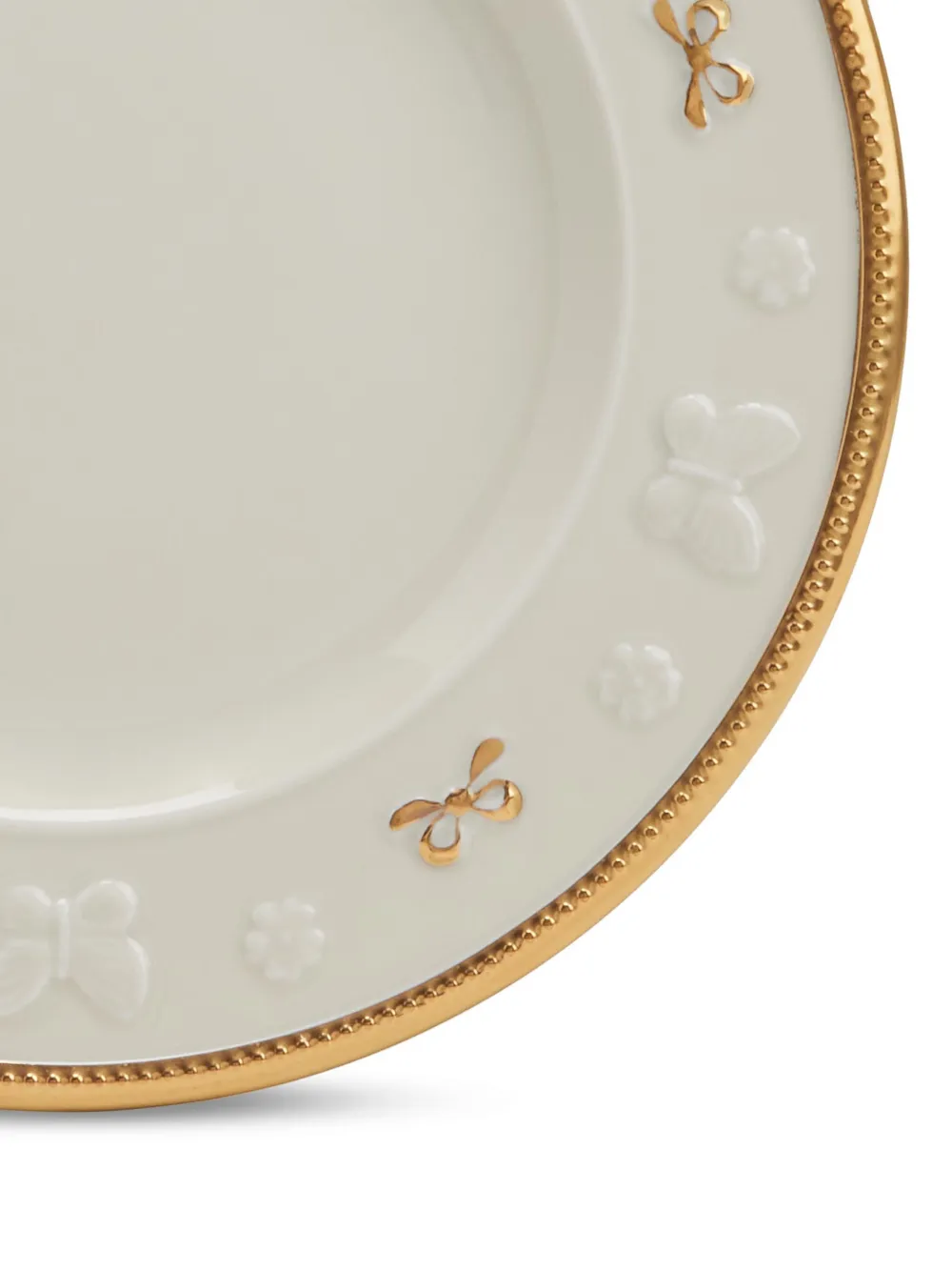 Villari Porcelain Engraved-butterfly Dessert Plate In 白色
