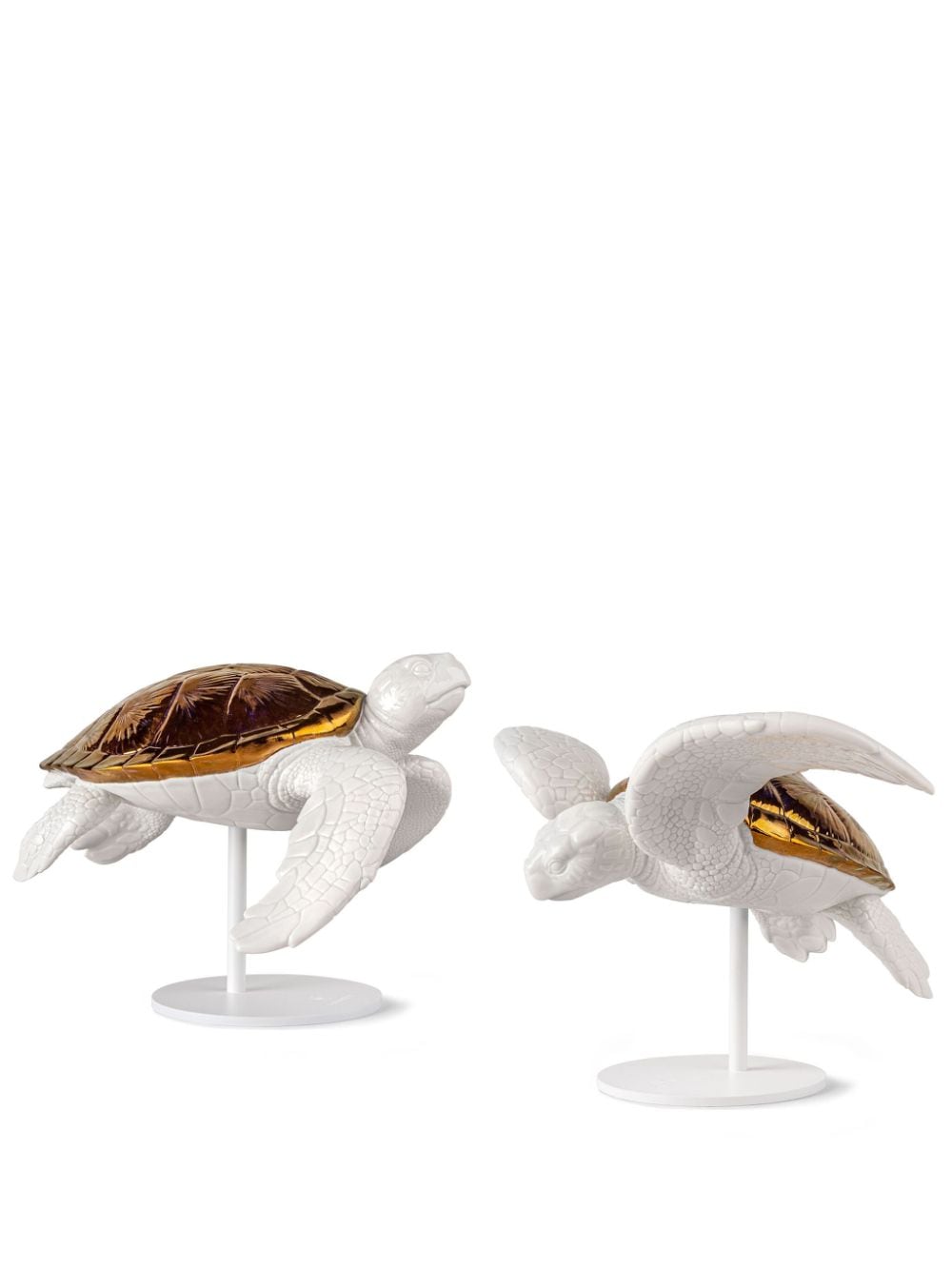 Lladrò Sea Turtles Couple Sculpture (set Of Two) In White