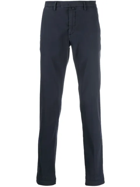 slim-cut concealed-fastening chinos