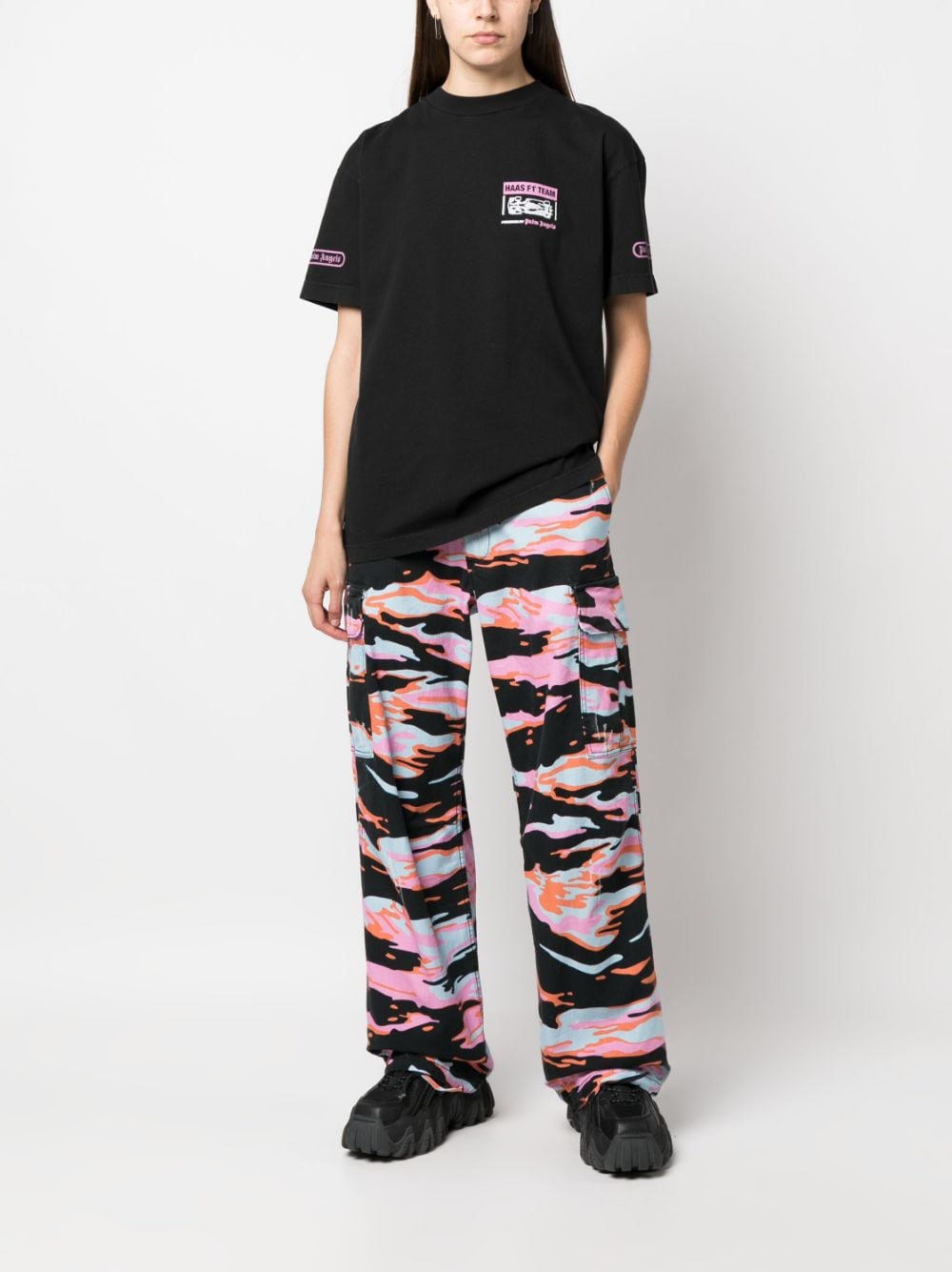Shop Erl Graphic-print Cargo Trousers In Black