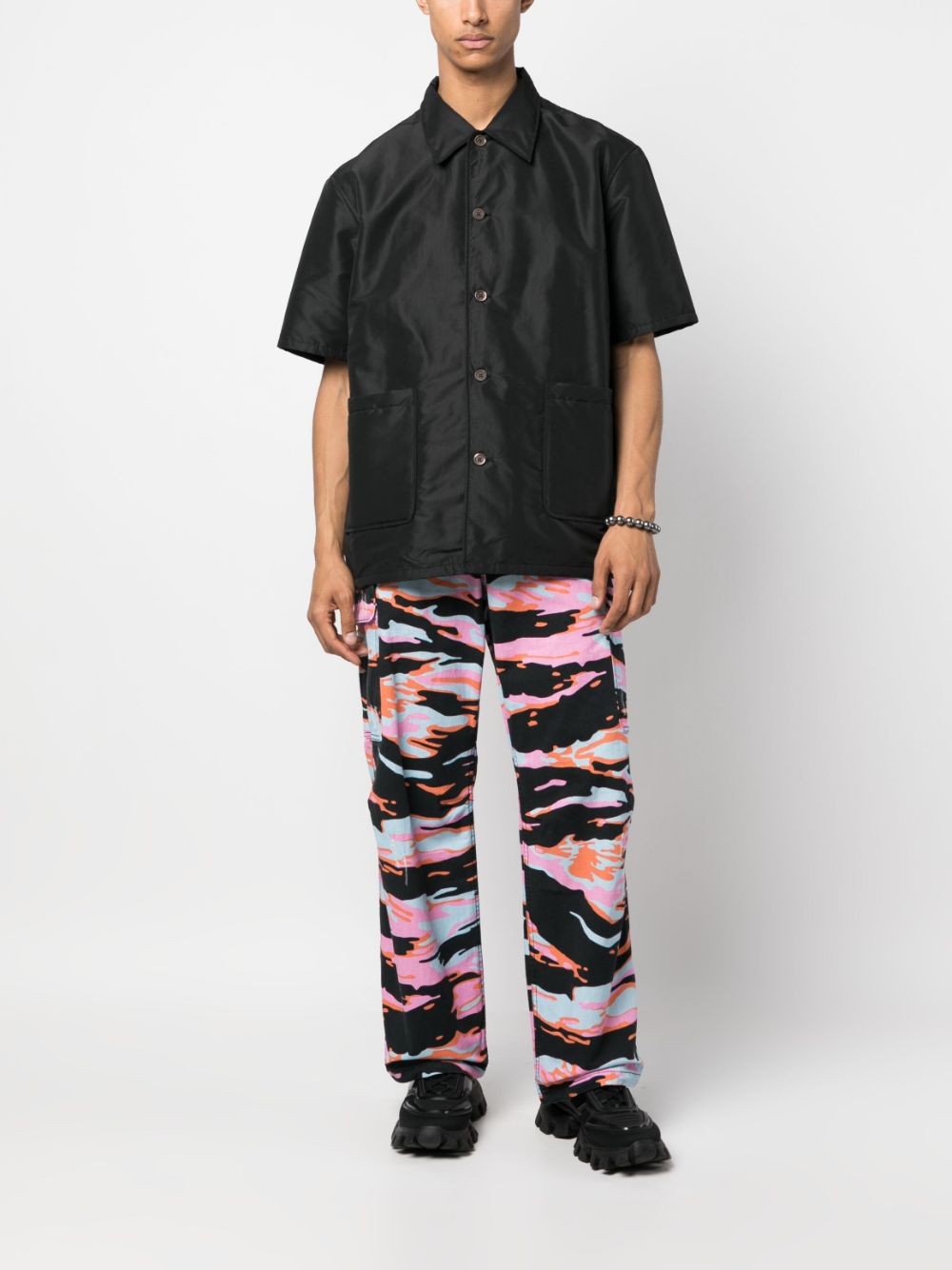 Shop Erl Graphic-print Cargo Trousers In Black