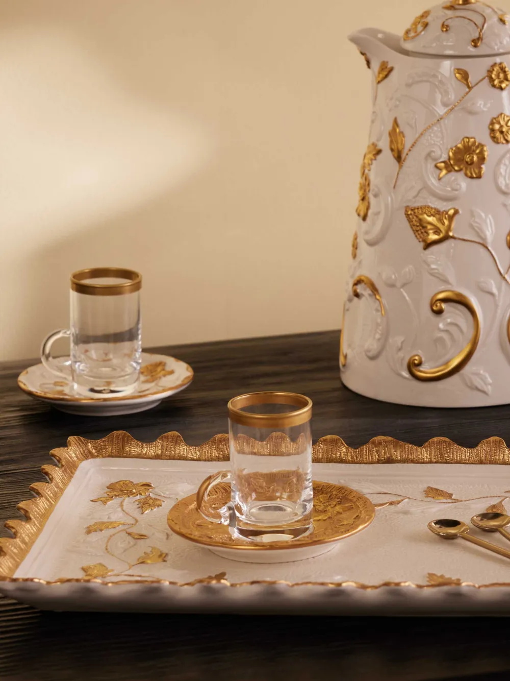 Shop Villari Taormina Tea Cup And Saucer Set In Gold